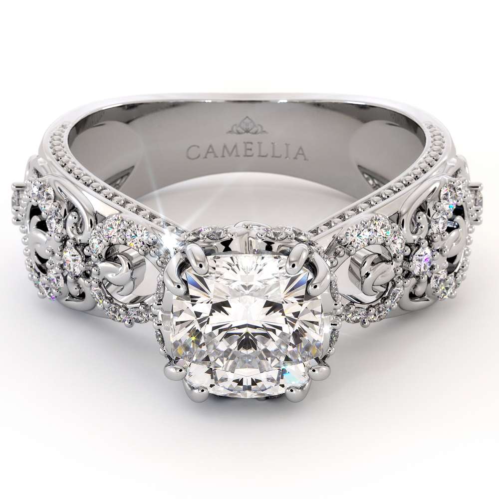 Vintage Engagement Ring 14K White Gold Ring Filigree Ring Moissanite Engagement Ring 7 Vintage Engagement Ring 14K White Gold Ring Filigree Ring Moissanite Engagement Ring