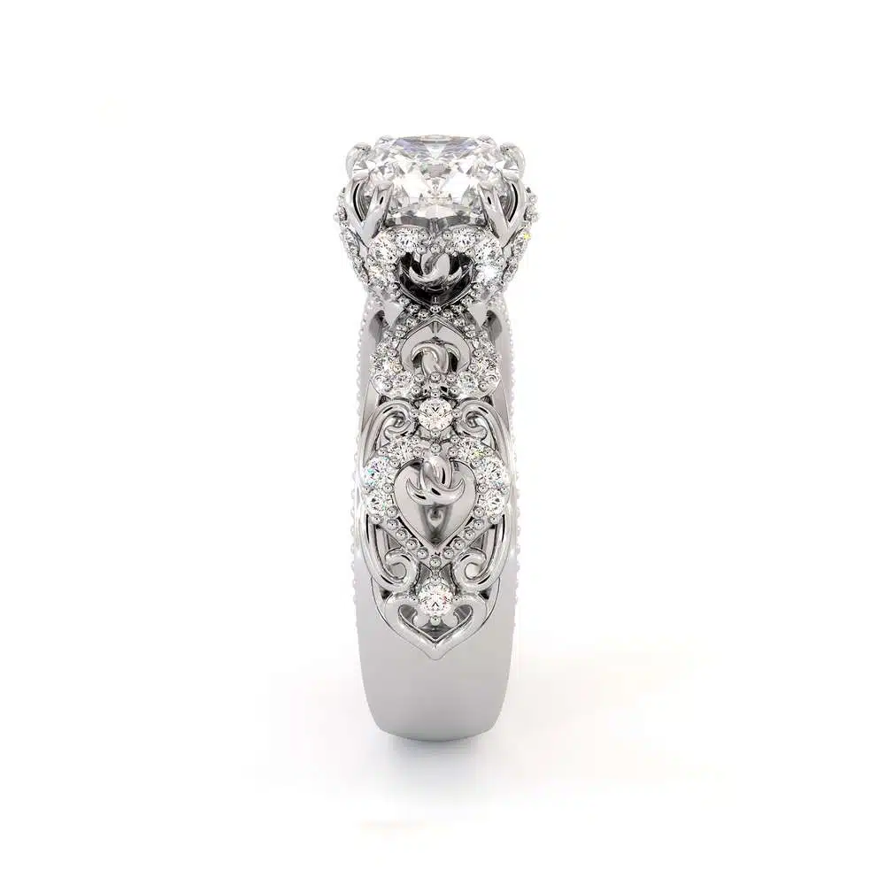 Vintage Engagement Ring 14K White Gold Ring Filigree Ring Moissanite Engagement Ring