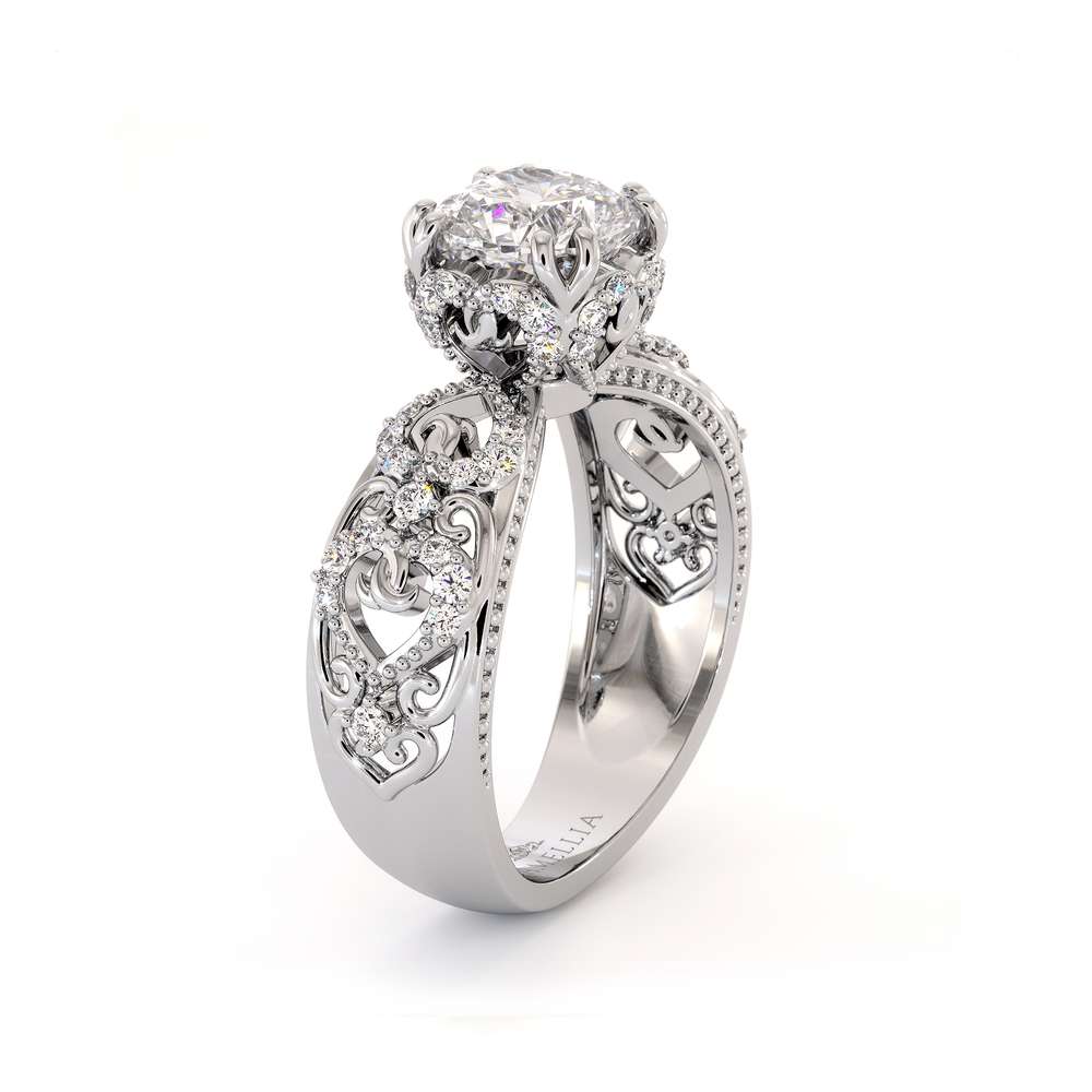 Vintage Engagement Ring 14K White Gold Ring Filigree Ring Moissanite Engagement Ring 1 Vintage Engagement Ring 14K White Gold Ring Filigree Ring Moissanite Engagement Ring