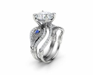Unique Peacock Ring Matching Band
