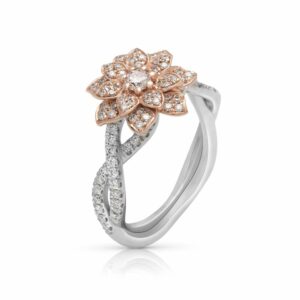 Moissanite & Natural Diamonds Engagement Ring 14K White Gold Moissanite Ring  1 Carat Engagement Ring
