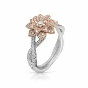 Moissanite & Natural Diamonds Engagement Ring 14K White Gold Moissanite Ring  1 Carat Engagement Ring