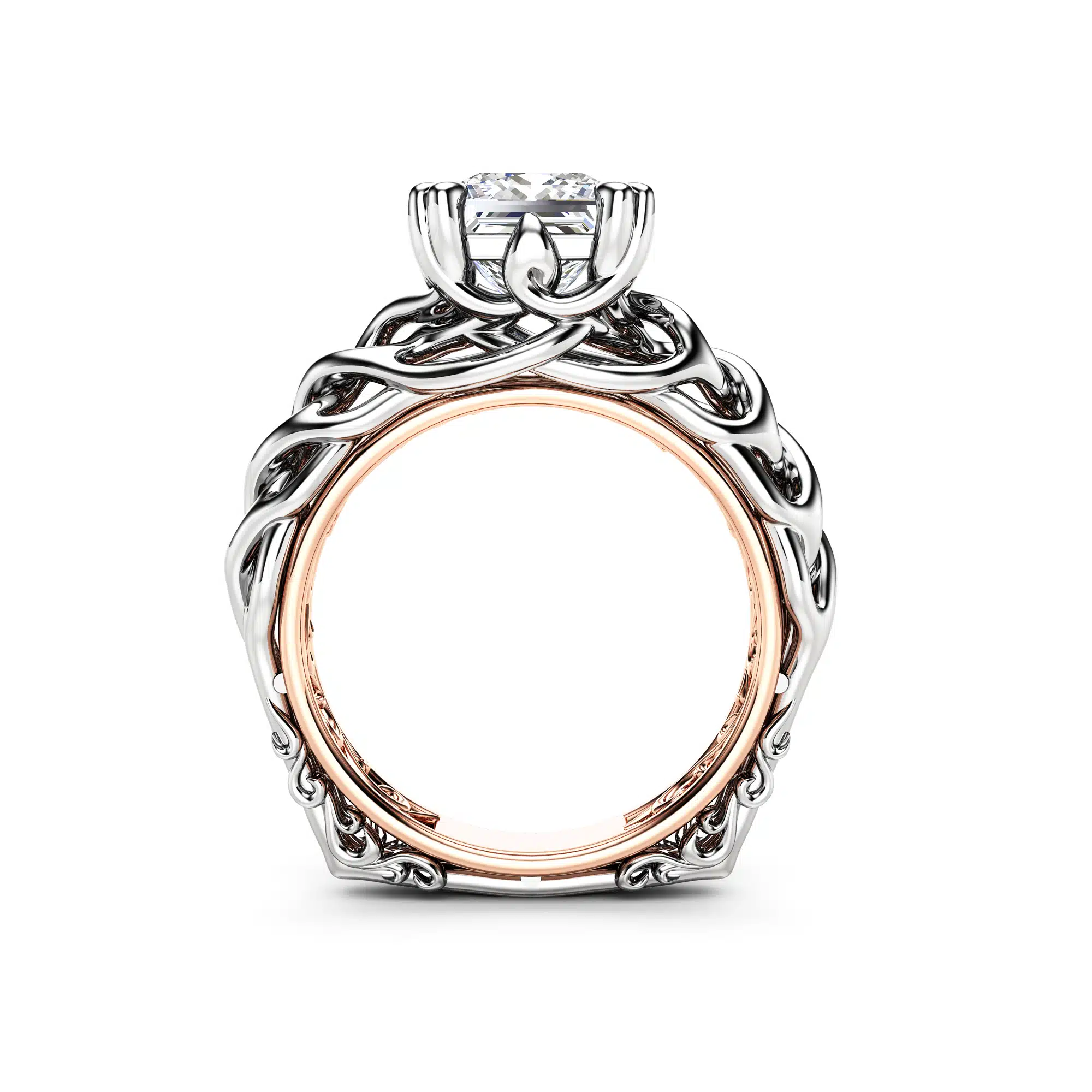 Art Nouveau Moissanite Engagement Ring Filigree Ring Charles & Colvard 7 Art Nouveau Moissanite Engagement Ring Filigree Ring Charles & Colvard 7.0mm Moissanite Ring