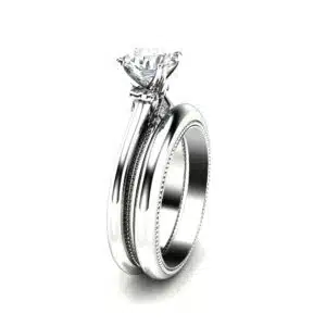 Unique Victorian Milgrain Ring Matching Band