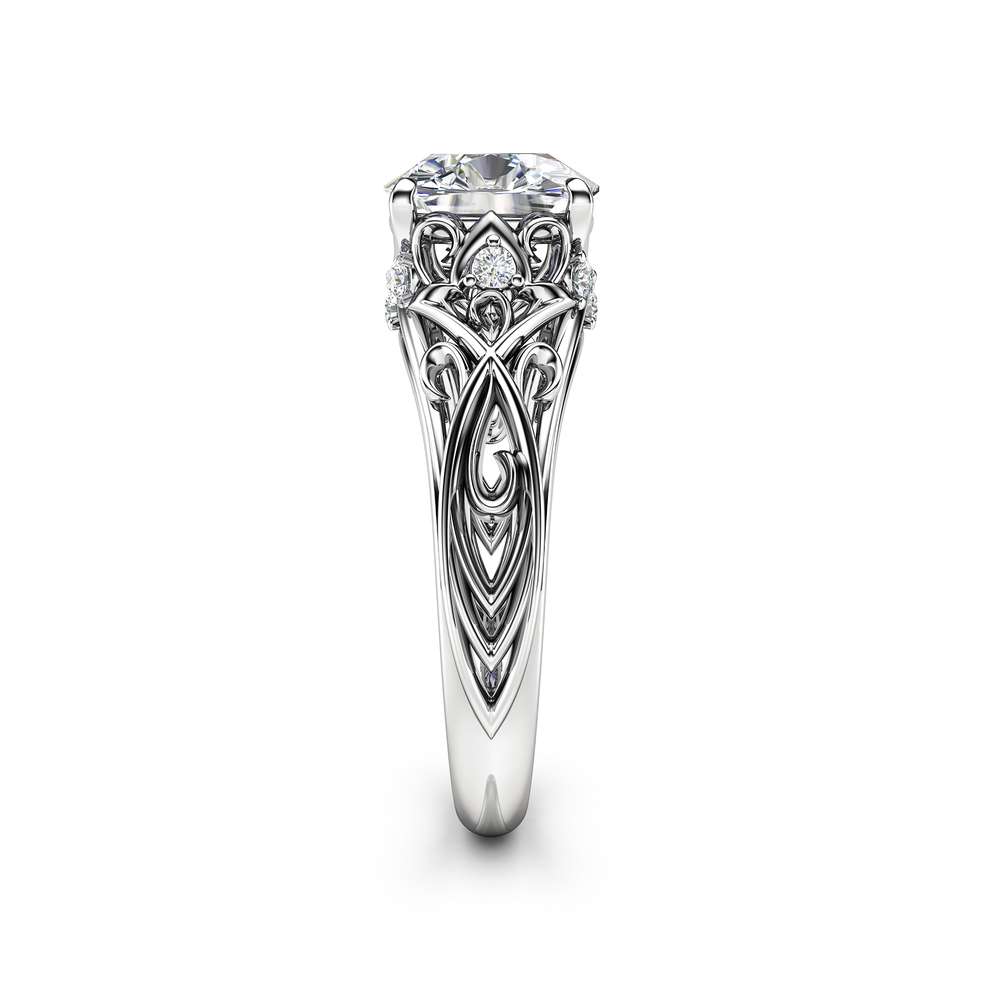 Cushion Moissanite Engagement Ring 14K White Gold Cushion Ring Unique Moissanite Engagement Ring Art Deco Ring 4 Cushion Moissanite Engagement Ring 14K White Gold Cushion Ring Unique Moissanite Engagement Ring Art Deco Ring