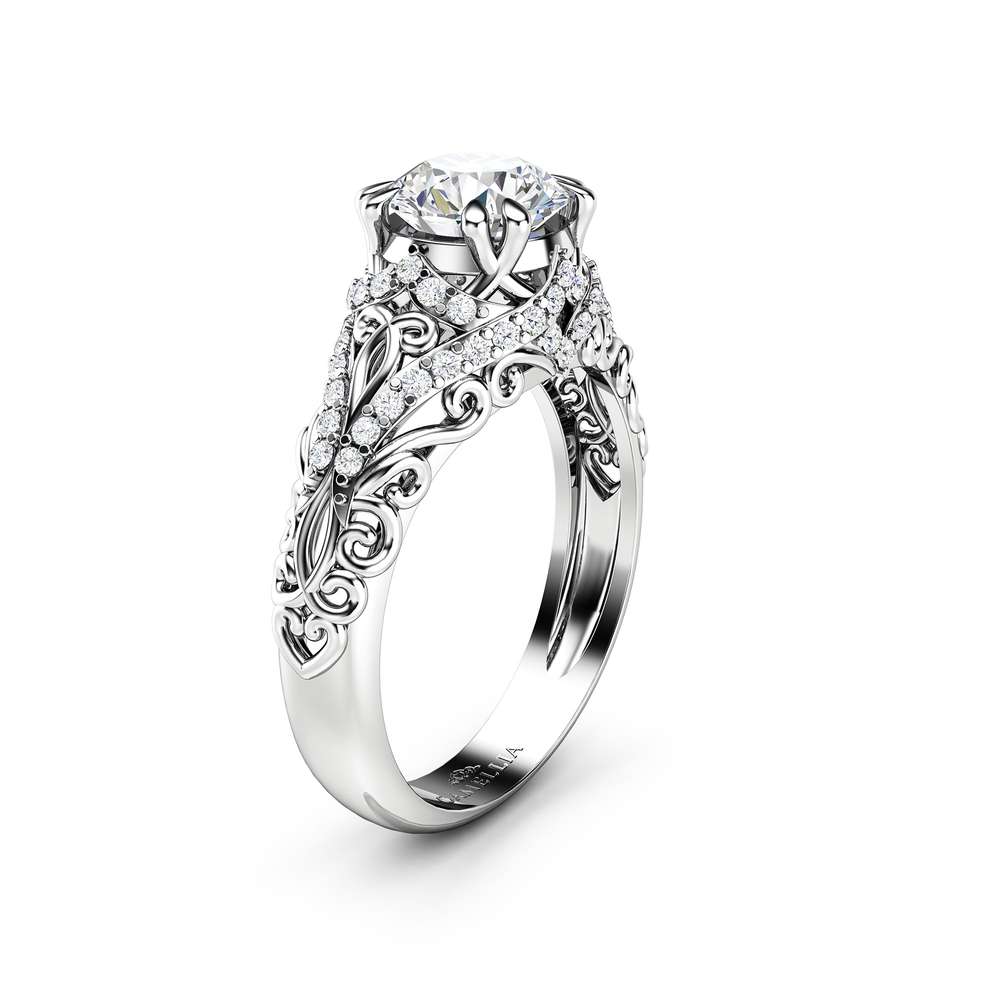 AL-0072A Moissanite Engagement Ring Forever One Moissanite wedding ring 14K White Gold Band