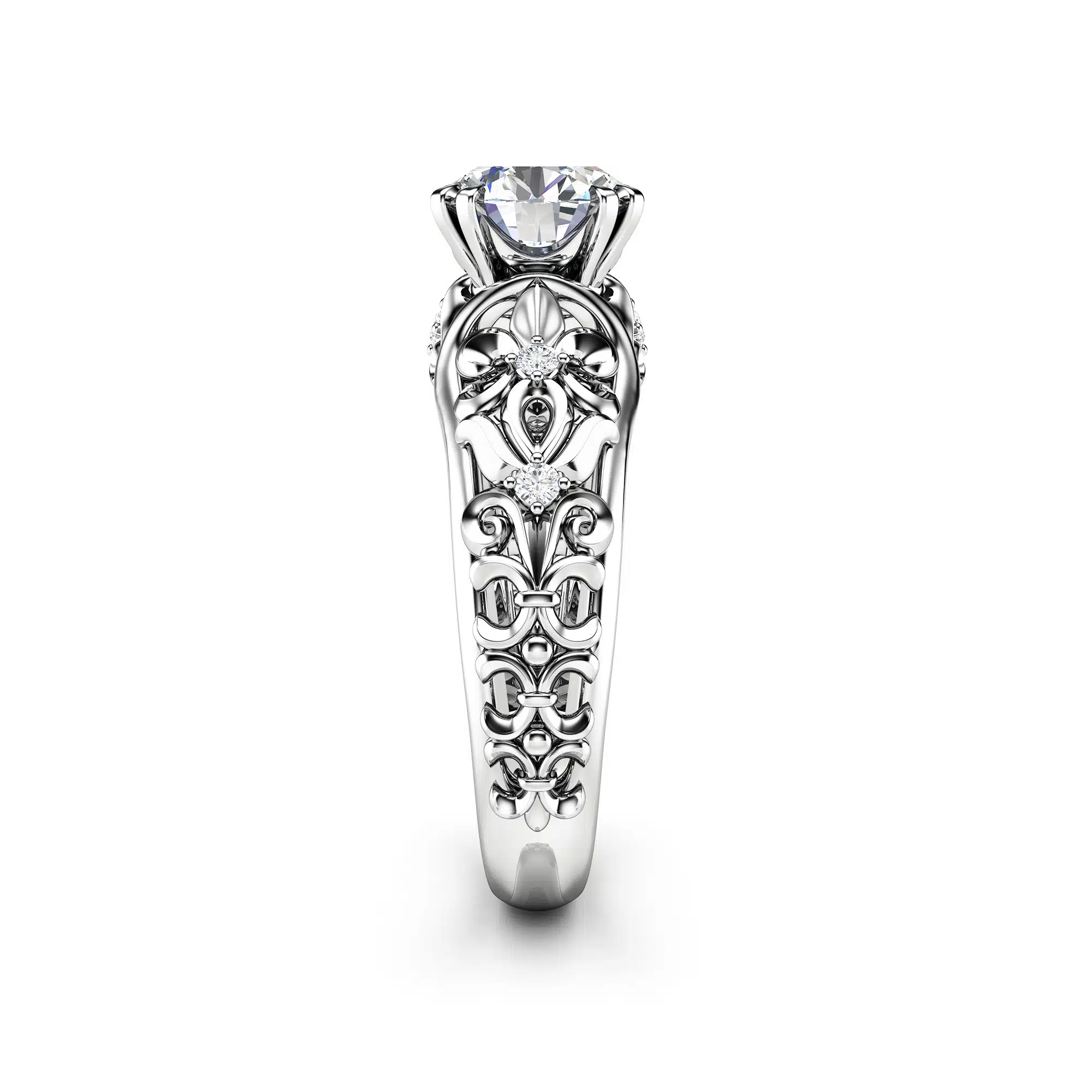 Art Nouveau Moissanite Engagement Ring Filigree Ring Forever One Charles & Colvard 7 Art Nouveau Moissanite Engagement Ring Filigree Ring Forever One Charles & Colvard 7.0mm Moissanite Ring