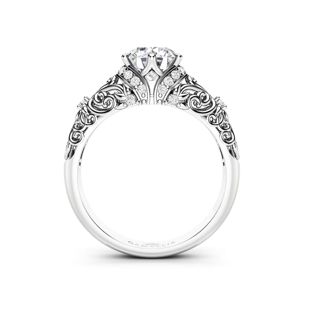 AL-0076A Moissanite & Natural Diamonds Engagement Ring 14K White Gold Moissanite Ring Forever One 1 Carat Engagement Ring