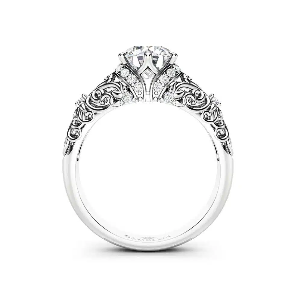 AL-0076A Moissanite & Natural Diamonds Engagement Ring 14K White Gold Moissanite Ring Forever One 1 Carat Engagement Ring