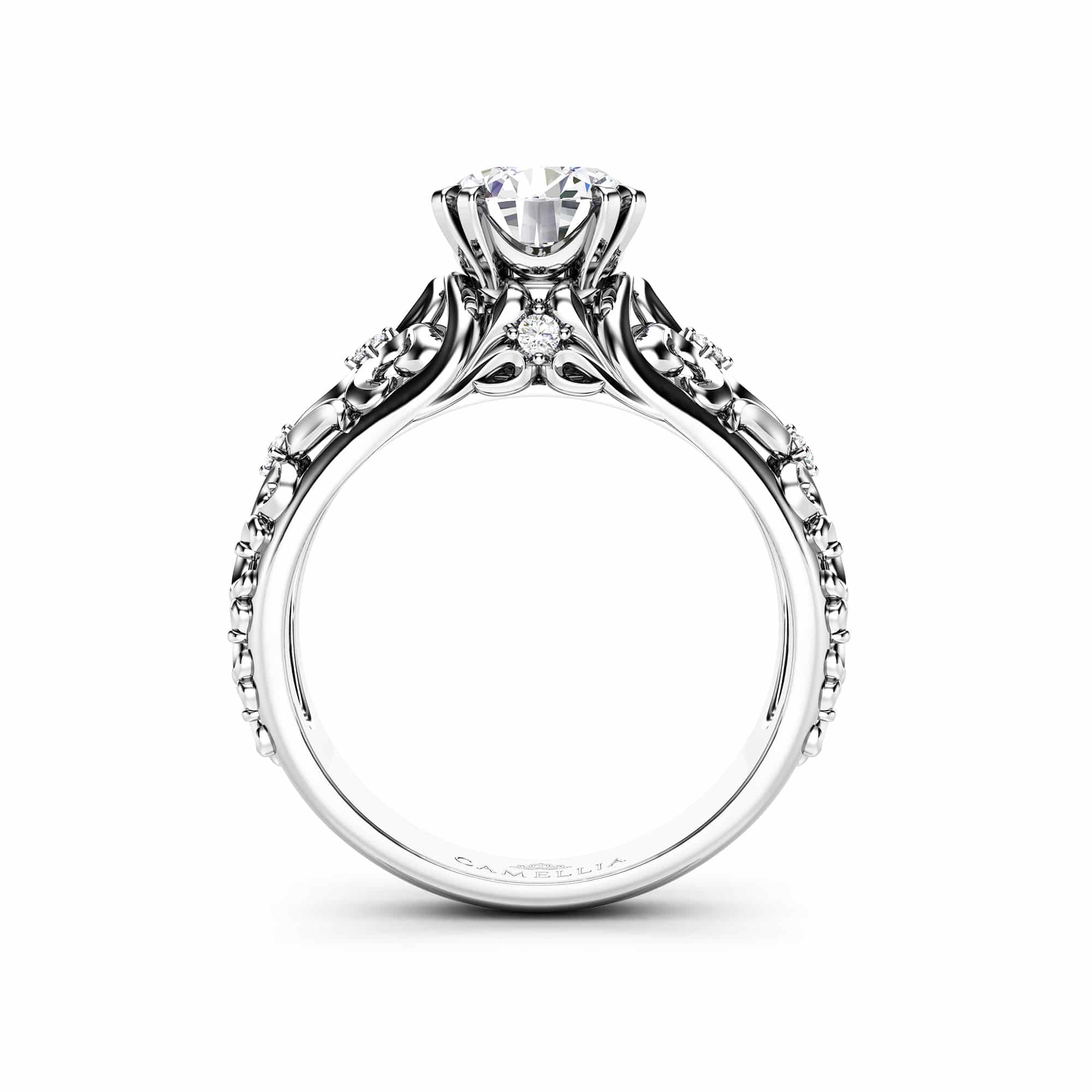 Art Nouveau Moissanite Engagement Ring Filigree Ring Forever One Charles & Colvard 7.0mm Moissanite Ring