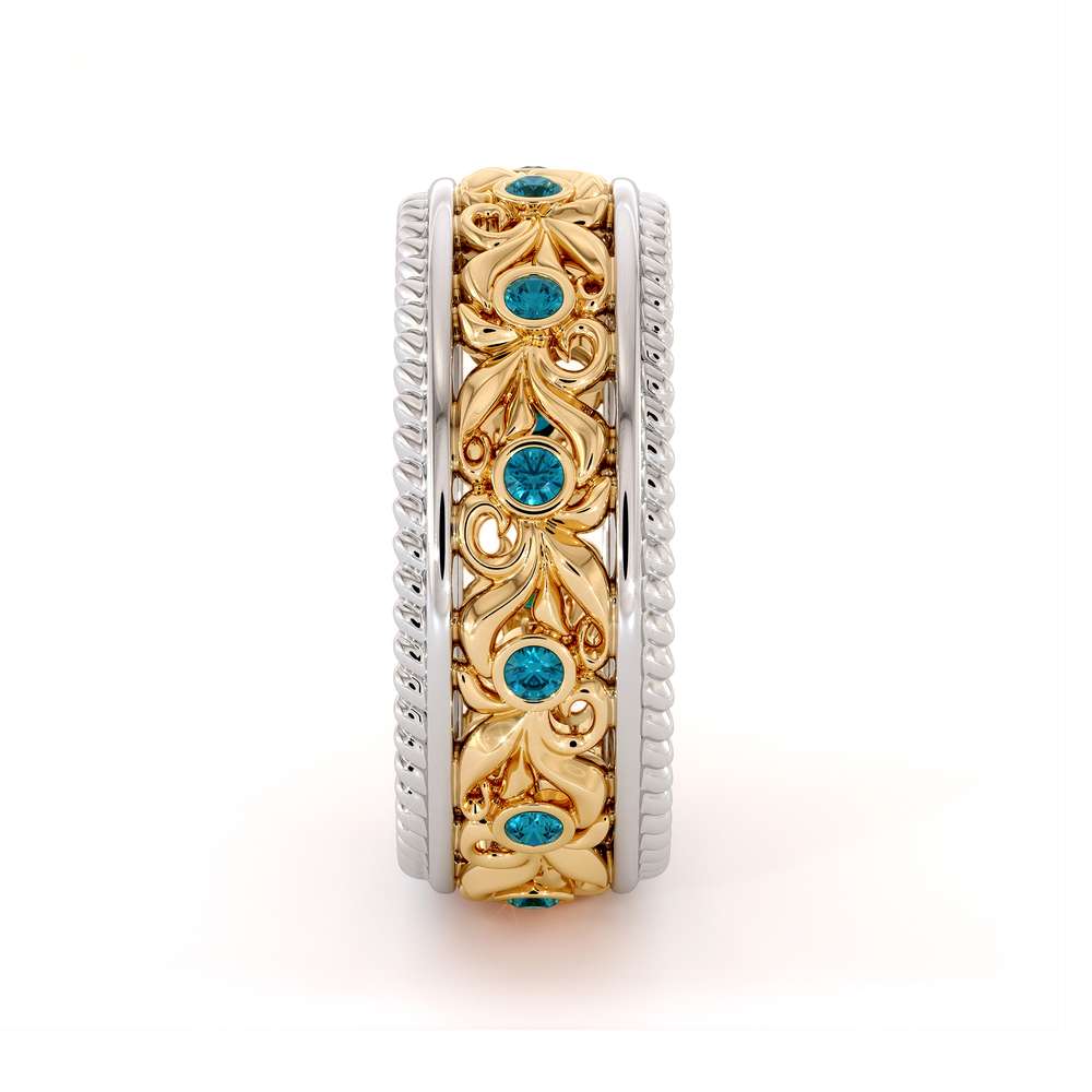 Vintage Wedding Band-Women's Wedding Band Yellow & White Gold-14K Two Tone Wedding Ring