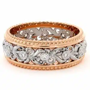 Vintage Wedding Band-Women's Wedding Band Rose & White Gold-14K Two Tone Wedding Band