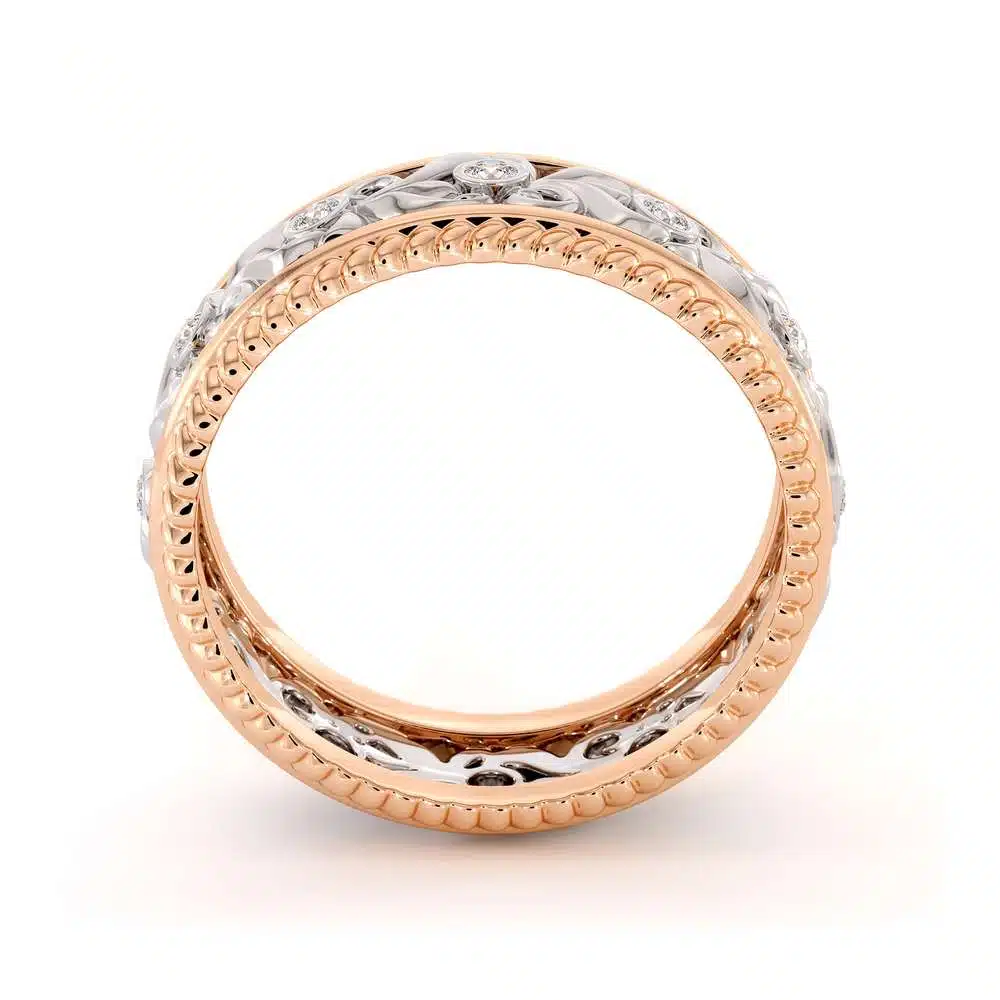 Vintage Wedding Band-Women's Wedding Band Rose & White Gold-14K Two Tone Wedding Band 3 Vintage Wedding Band-Women's Wedding Band Rose & White Gold-14K Two Tone Wedding Band