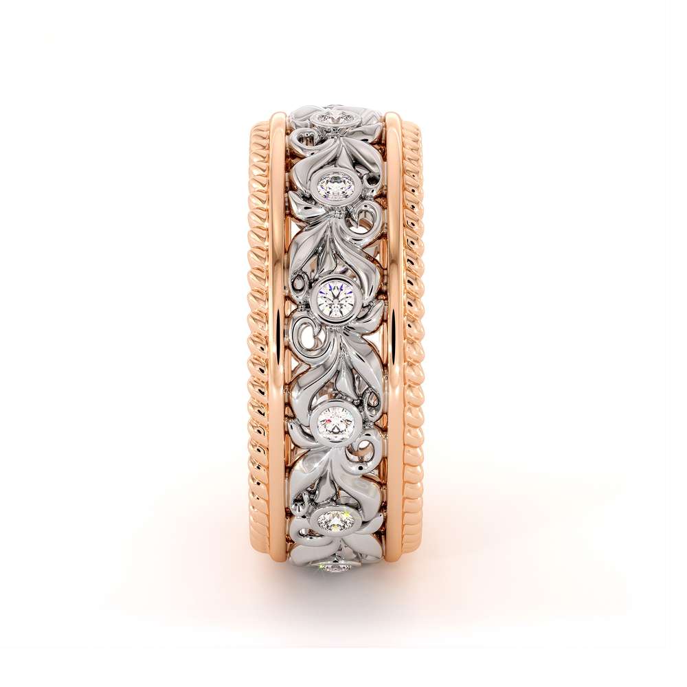 Vintage Wedding Band-Women's Wedding Band Rose & White Gold-14K Two Tone Wedding Band 2 Vintage Wedding Band-Women's Wedding Band Rose & White Gold-14K Two Tone Wedding Band