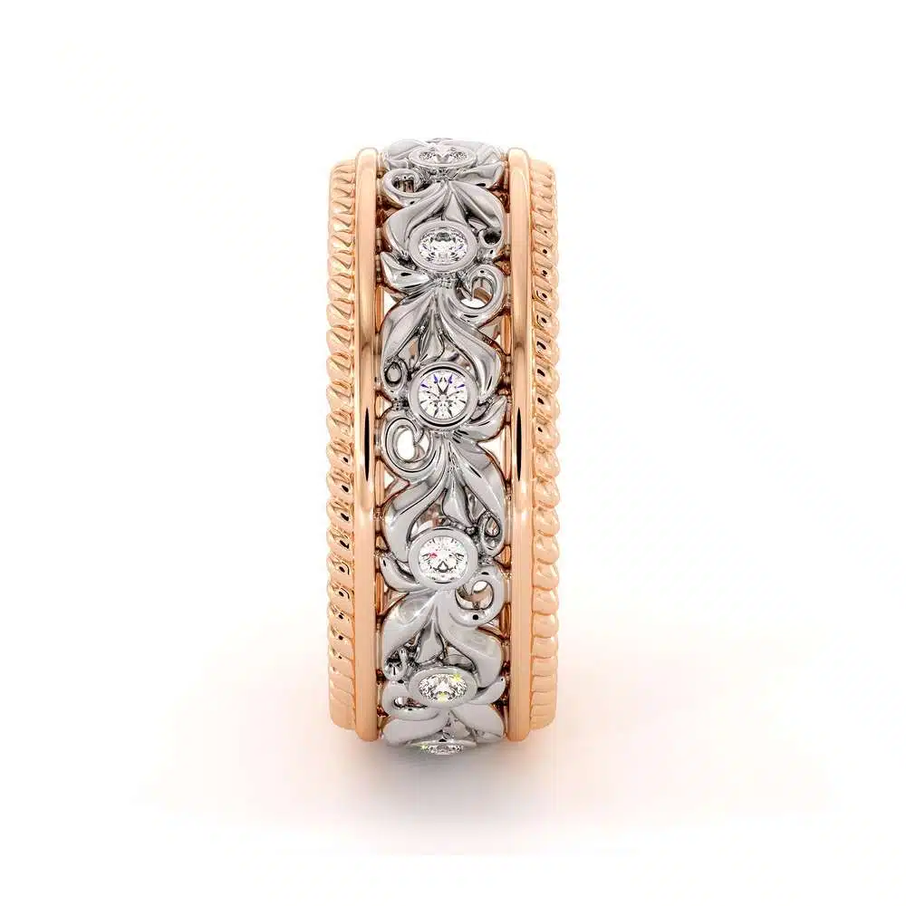 Vintage Wedding Band-Women's Wedding Band Rose & White Gold-14K Two Tone Wedding Band 2 Vintage Wedding Band-Women's Wedding Band Rose & White Gold-14K Two Tone Wedding Band