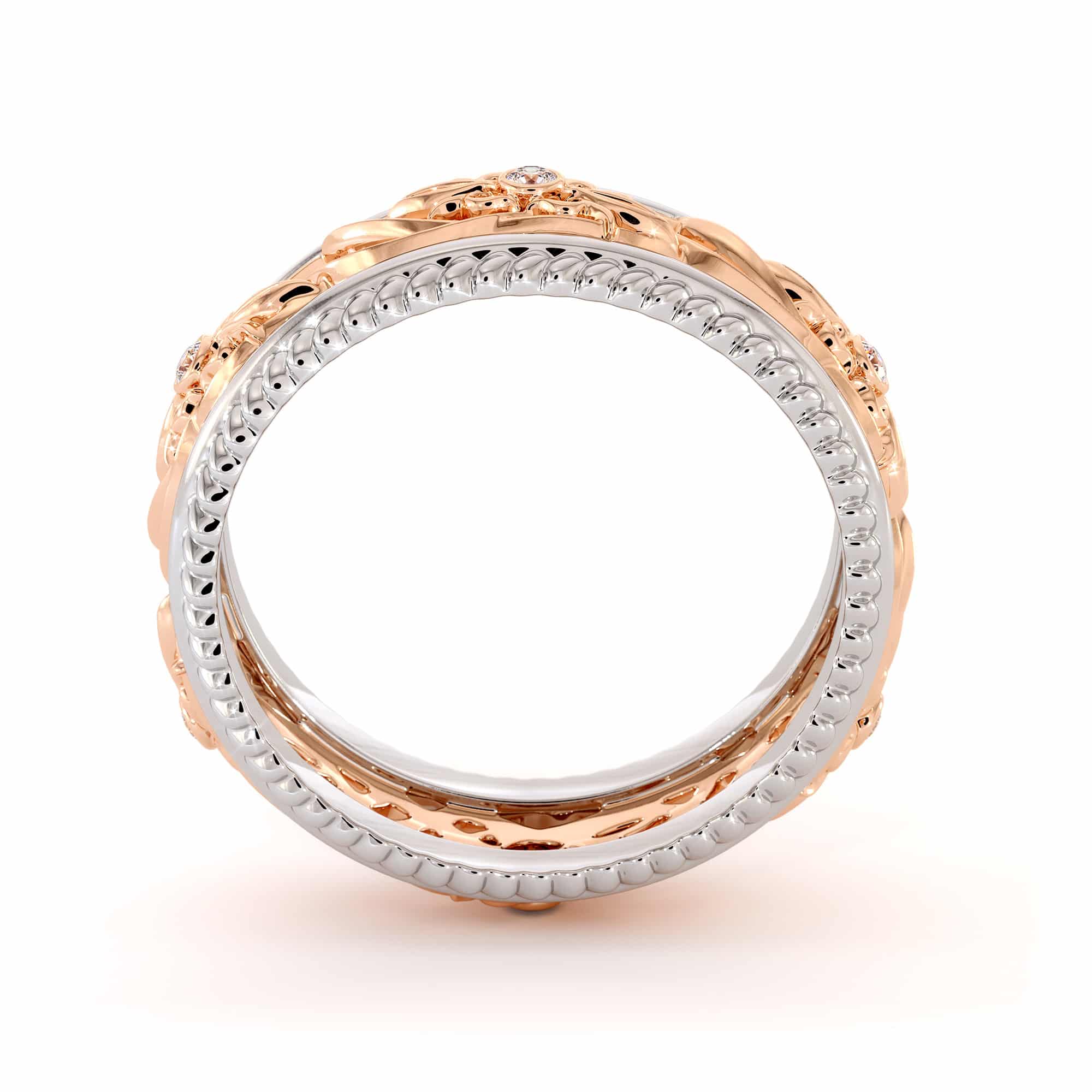 Art Deco Wedding Band Women Wedding Ring Two Tone Diamond Wedding Band 3 Art Deco Wedding Band Women Wedding Ring Two Tone Diamond Wedding Band