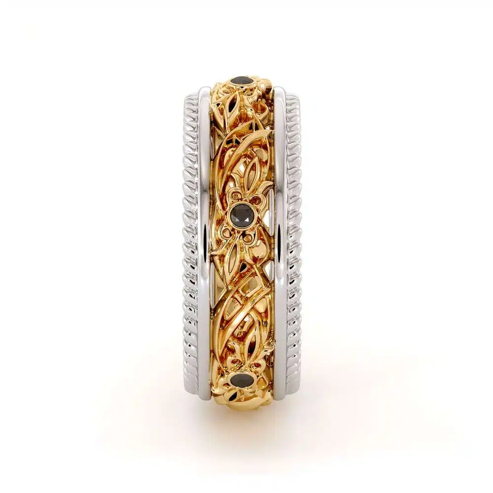 Art Deco Wedding Ring Women Wedding Ring Two Tone Diamonds Wedding Band 2 Art Deco Wedding Ring Women Wedding Ring Two Tone Diamonds Wedding Band