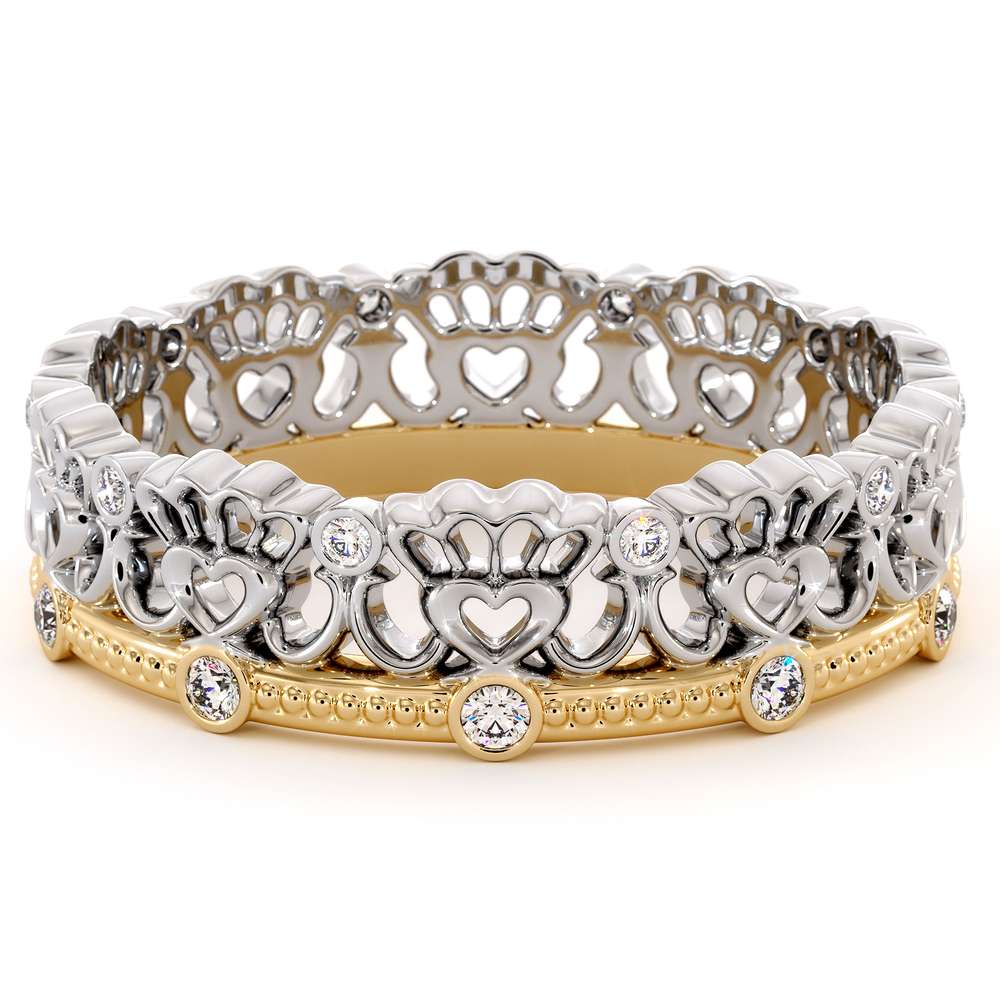 Unique Heart Wedding Band Wedding Band 14K Two Tone Gold Ring Natural Diamonds Band 4 Unique Heart Wedding Band Wedding Band 14K Two Tone Gold Ring Natural Diamonds Band