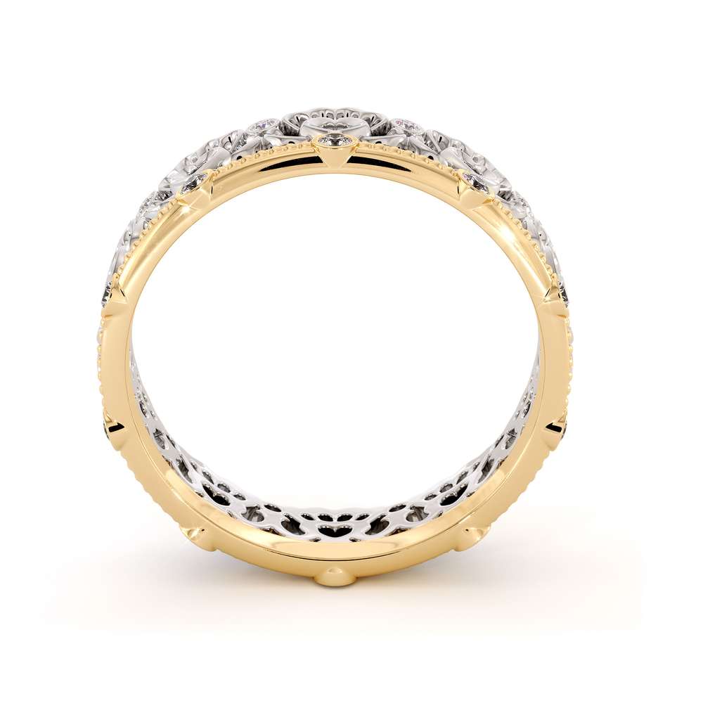 Unique Heart Wedding Band Wedding Band 14K Two Tone Gold Ring Natural Diamonds Band