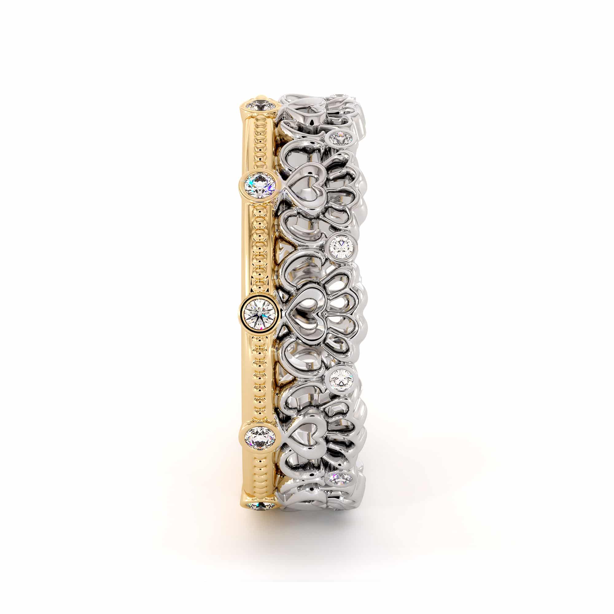 Unique Heart Wedding Band Wedding Band 14K Two Tone Gold Ring Natural Diamonds Band 3 Unique Heart Wedding Band Wedding Band 14K Two Tone Gold Ring Natural Diamonds Band