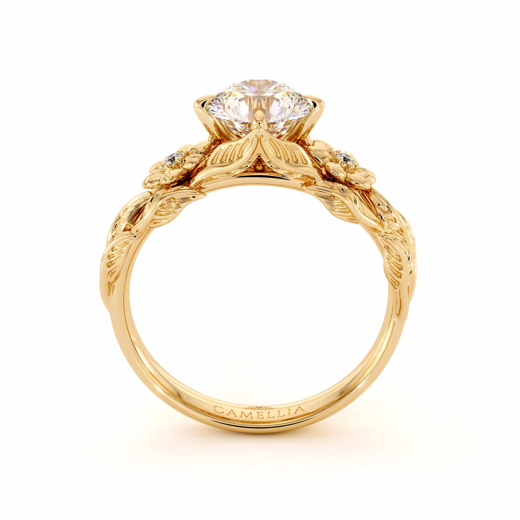 Unique Engagement Ring Moissanite Ring 14K Gold Ring Moissanite Engagement Ring Flower Leaves Engagement Ring