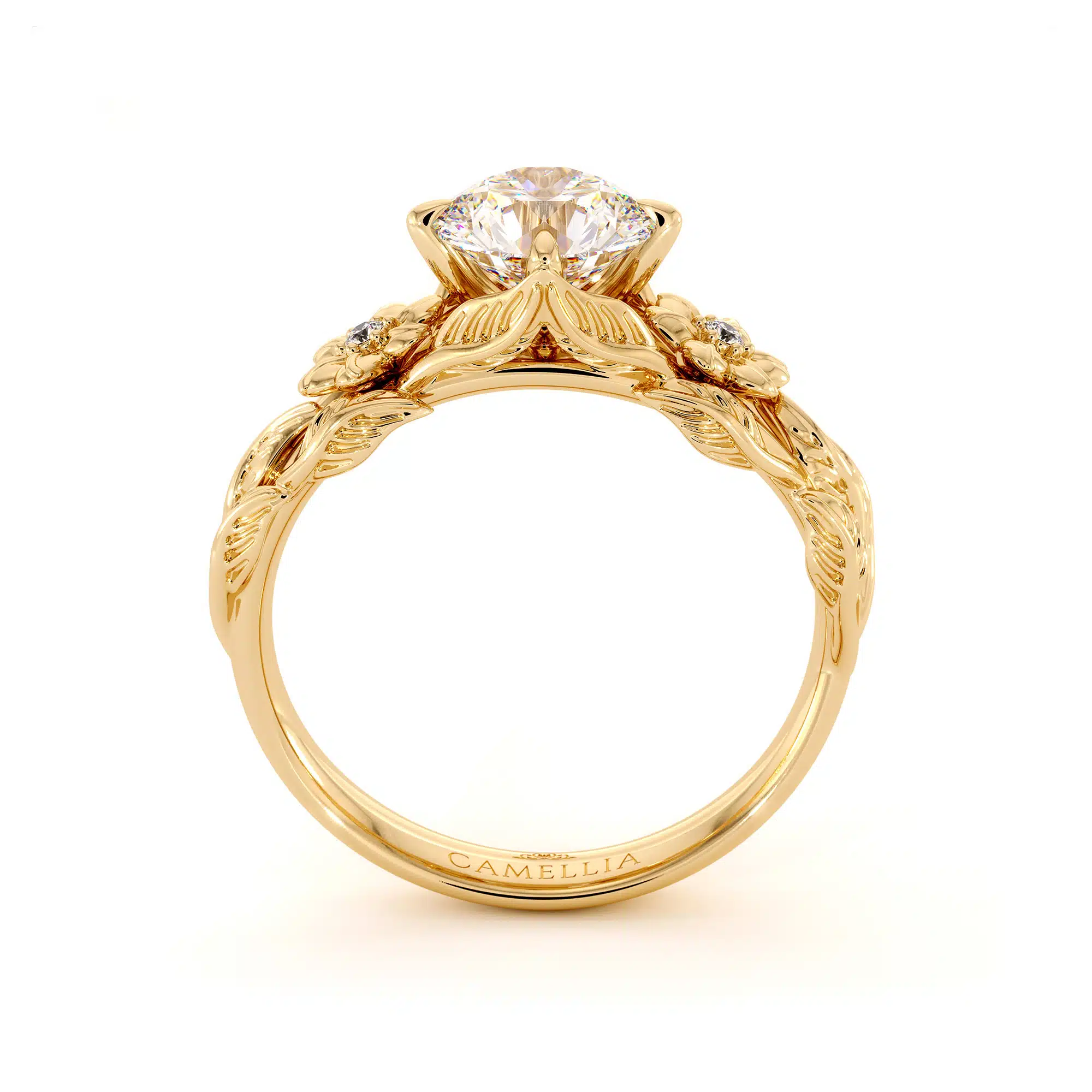 Unique Engagement Ring Moissanite Ring 14K Gold Ring Moissanite Engagement Ring Flower Leaves Engagement Ring