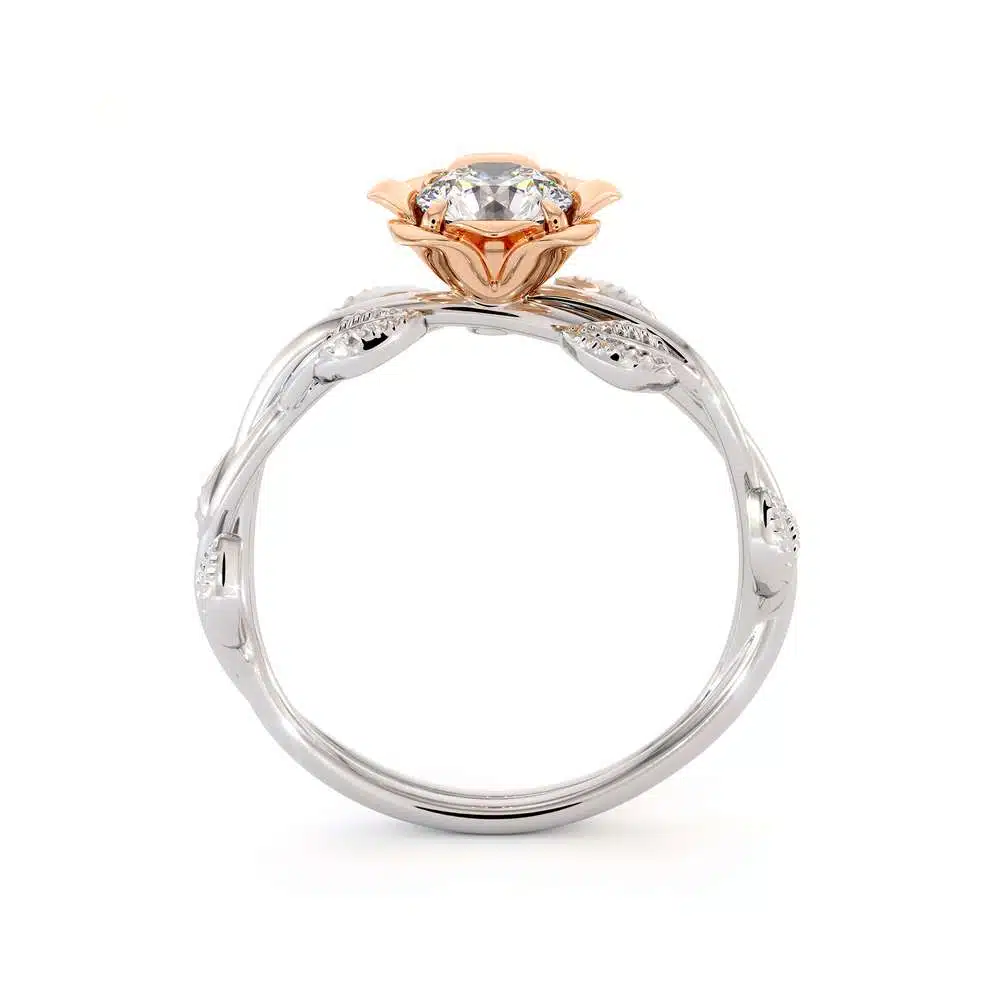 Rose Promise Ring Moissanite Engagement Ring White & Rose Gold Promise Ring 6 Rose Promise Ring Moissanite Engagement Ring White & Rose Gold Promise Ring
