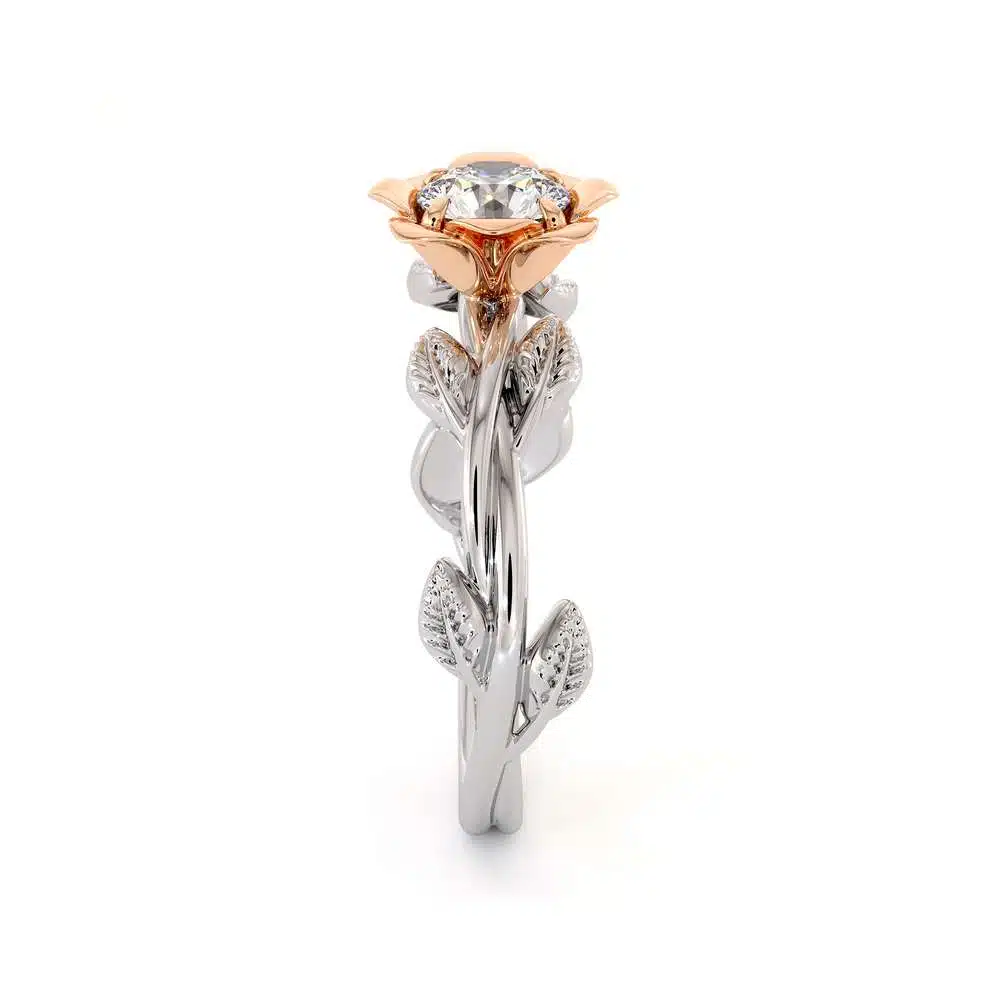 Rose Promise Ring Moissanite Engagement Ring White & Rose Gold Promise Ring 5 Rose Promise Ring Moissanite Engagement Ring White & Rose Gold Promise Ring