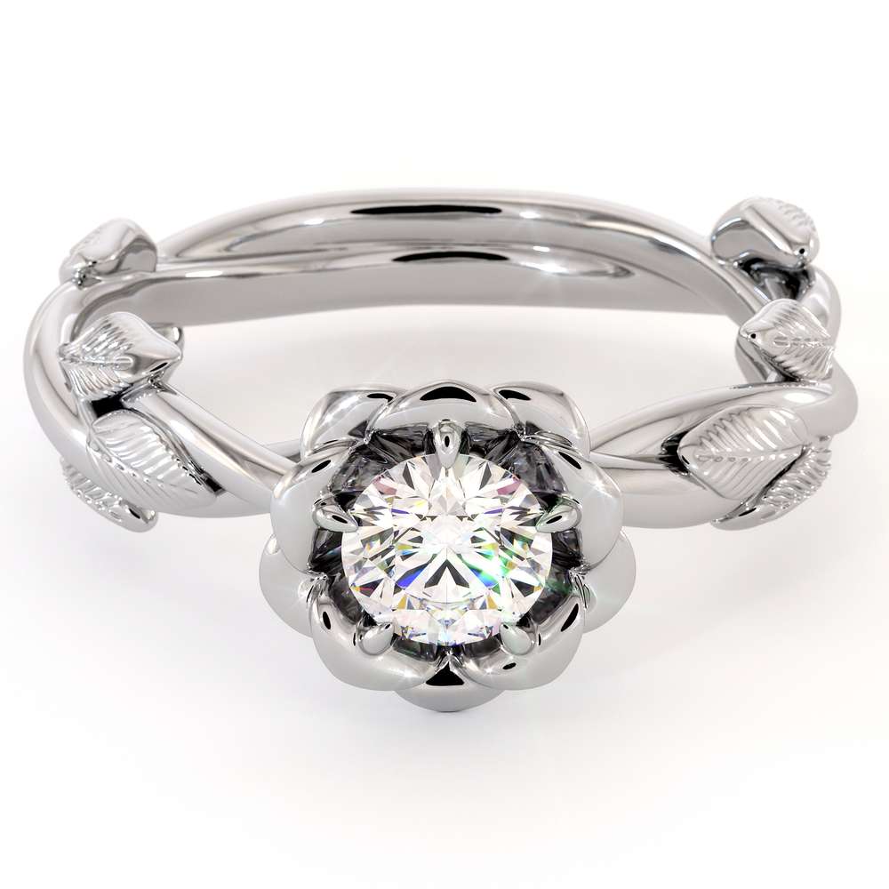 Autumn Moissanite Engagement Ring Leaves Ring Moissanite Gold Engagement Ring