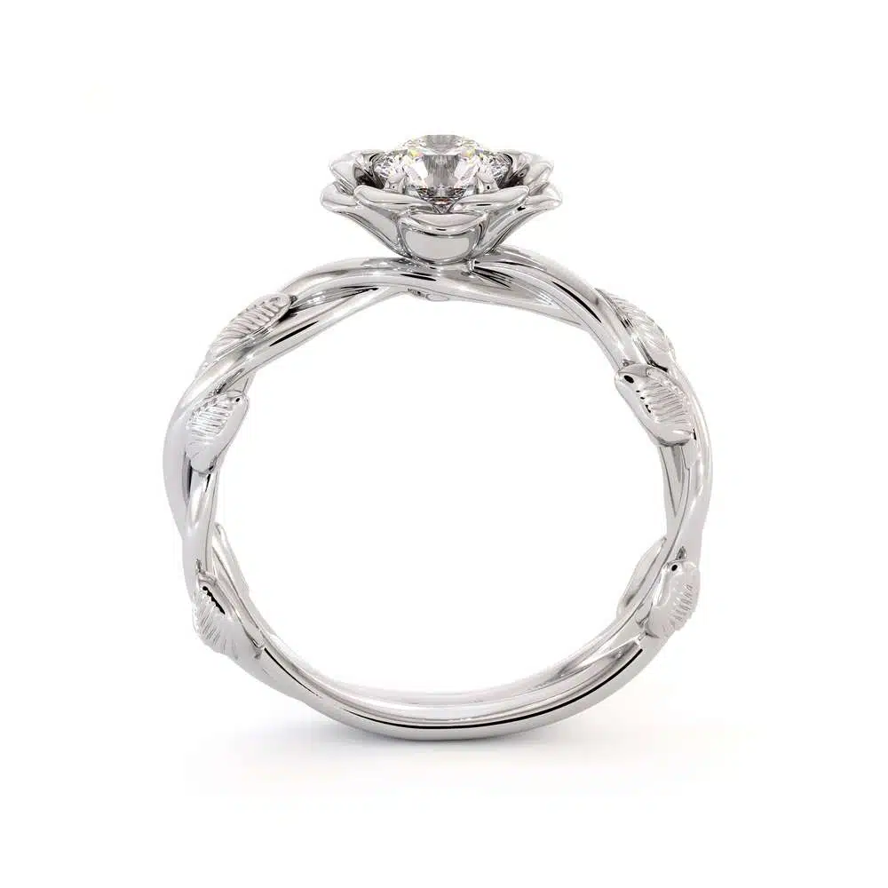 Autumn Moissanite Engagement Ring Leaves Ring Moissanite Gold Engagement Ring