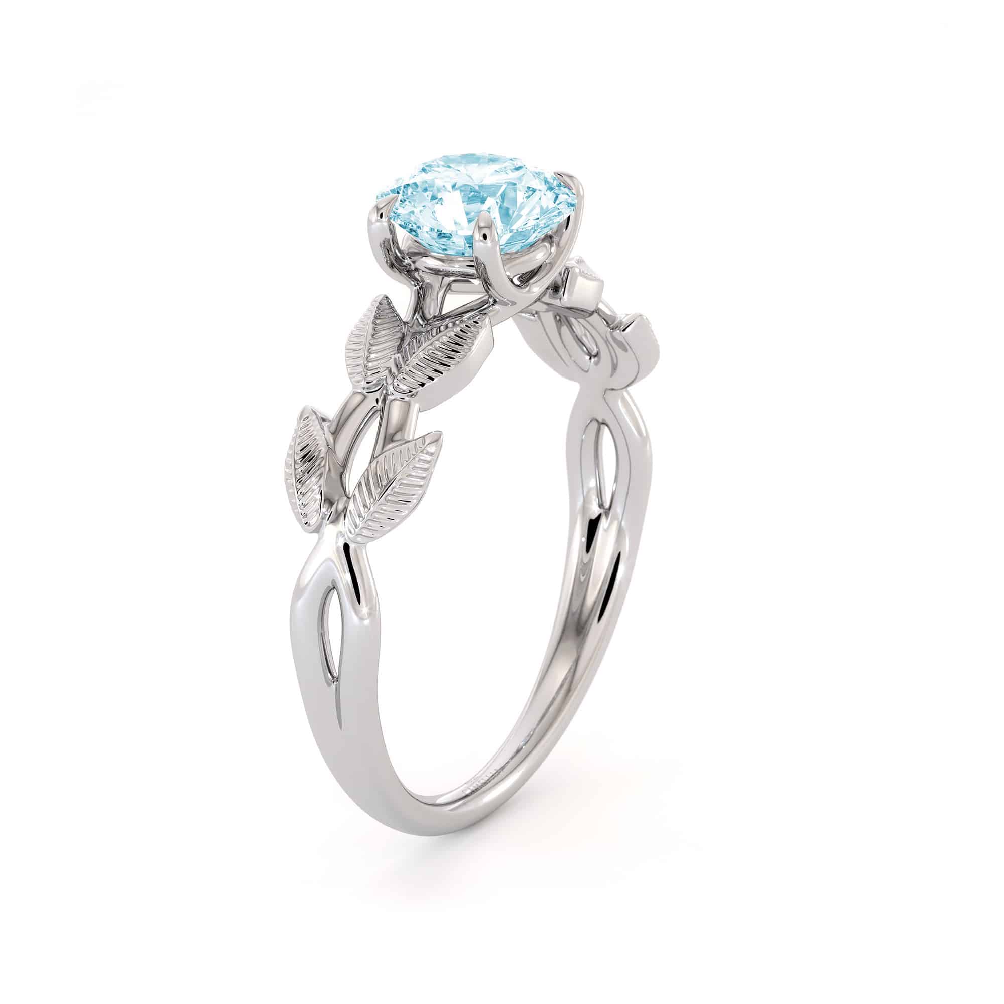 Unique Aquamarine Engagement Ring White Gold Aquamarine Ring Unique Design Gemstone Anniversary Gift