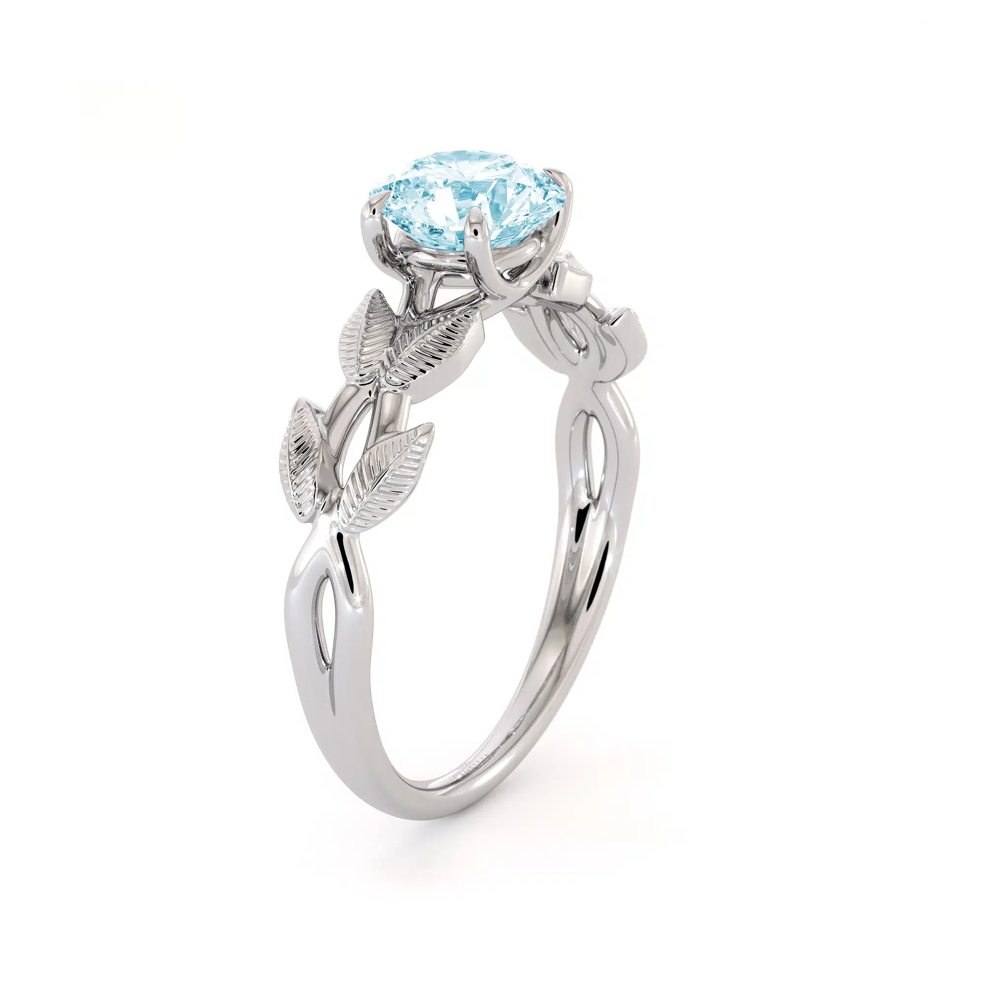 Unique Aquamarine Engagement Ring White Gold Aquamarine Ring Unique Design Gemstone Anniversary Gift