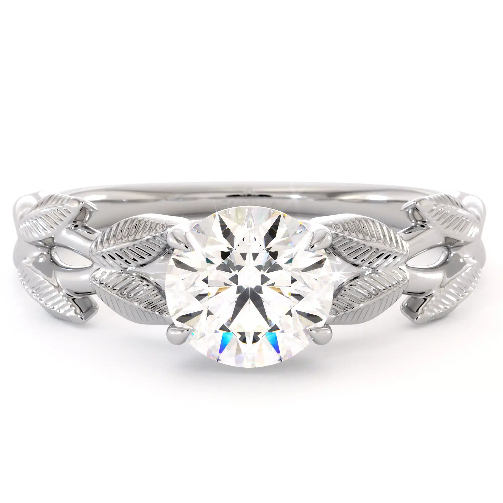 Leaves Ring Moissanite Engagement Ring Unique Leaf White Gold Ring Moissanite Anniversary Ring 6 Leaves Ring Moissanite Engagement Ring Unique Leaf White Gold Ring Moissanite Anniversary Ring