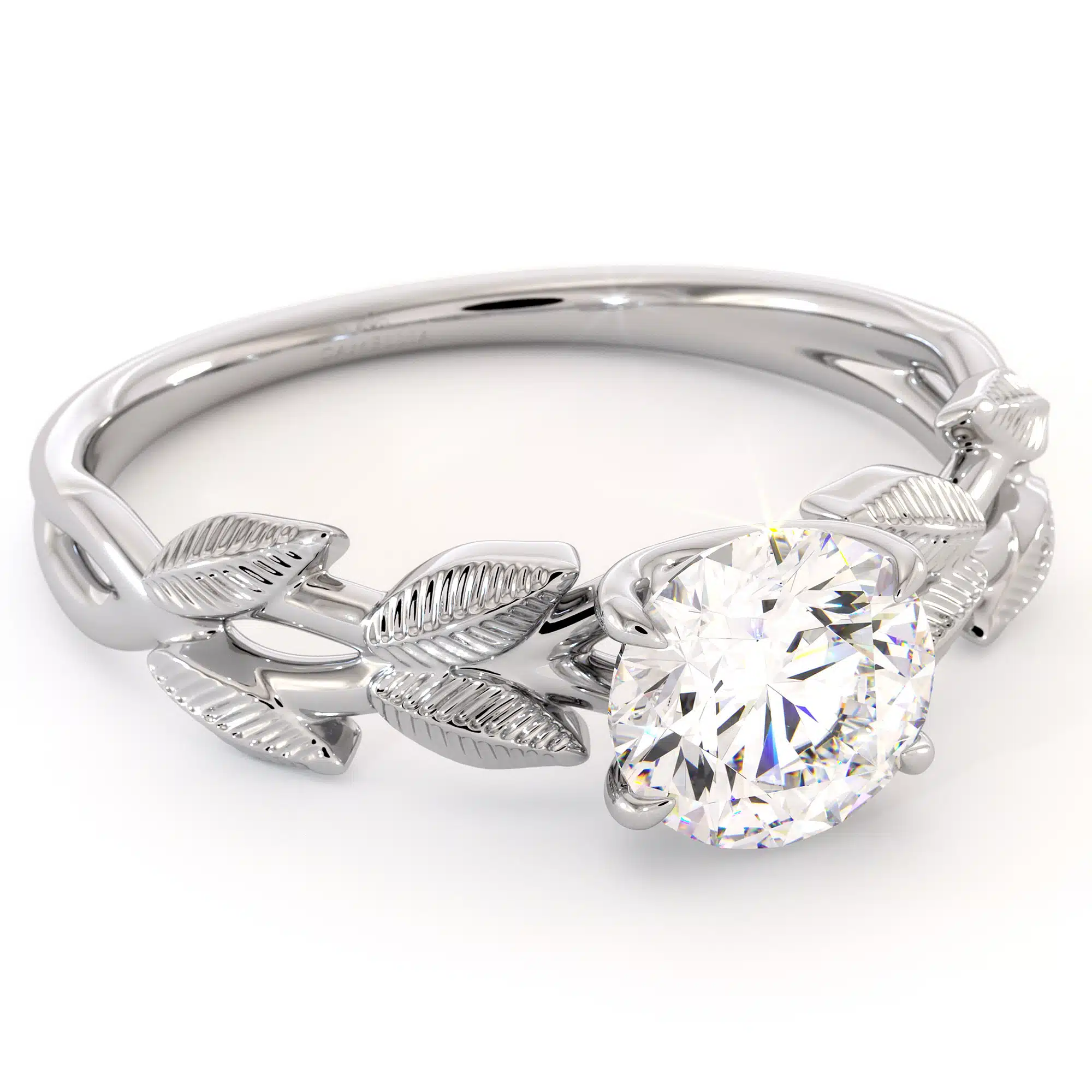 Leaves Ring Moissanite Engagement Ring Unique Leaf White Gold Ring Moissanite Anniversary Ring 2 Leaves Ring Moissanite Engagement Ring Unique Leaf White Gold Ring Moissanite Anniversary Ring