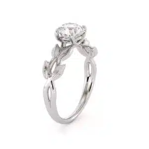 Leaves Ring Moissanite Engagement Ring Unique Leaf White Gold Ring Moissanite  Anniversary Ring