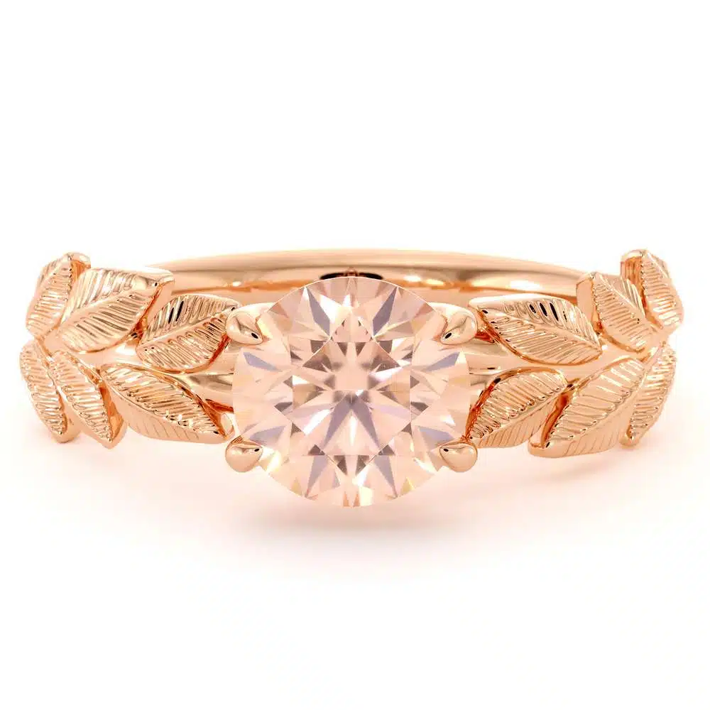 Solitaire Morganite Engagement Ring Rose Gold Womens Ring Leaf Promise Ring Morganite Gemstone Ring 3 Solitaire Morganite Engagement Ring Rose Gold Womens Ring Leaf Promise Ring Morganite Gemstone Ring