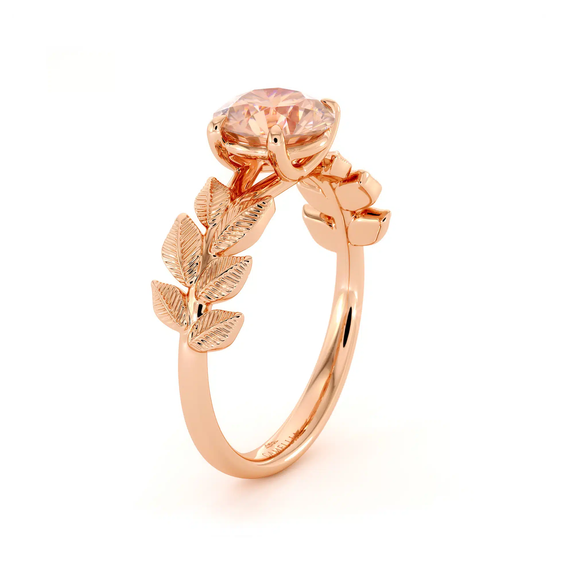 Solitaire Morganite Engagement Ring Rose Gold Womens Ring Leaf Promise Ring Morganite Gemstone Ring 4 Solitaire Morganite Engagement Ring Rose Gold Womens Ring Leaf Promise Ring Morganite Gemstone Ring