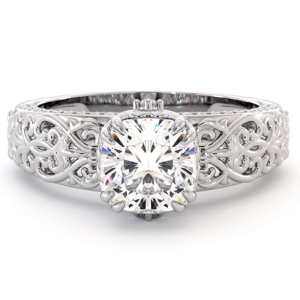Cushion Moissanite Ring White Gold Engagement Ring Moissanite Engagement Ring