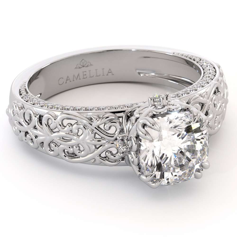 Cushion Moissanite Ring White Gold Engagement Ring Moissanite Engagement Ring
