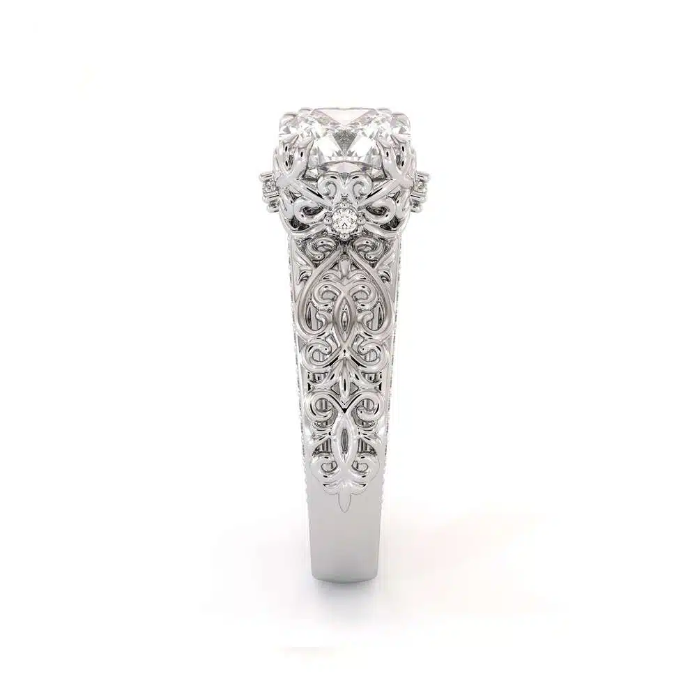 Cushion Moissanite Ring White Gold Engagement Ring Moissanite Engagement Ring