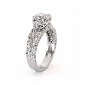 Cushion Moissanite Ring White Gold Engagement Ring Moissanite Engagement Ring