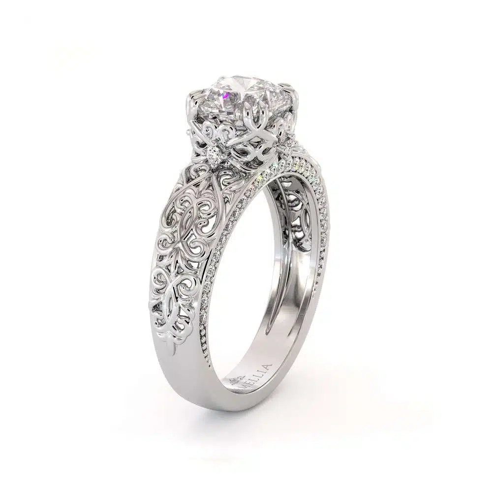 Cushion Moissanite Ring White Gold Engagement Ring Moissanite Engagement Ring