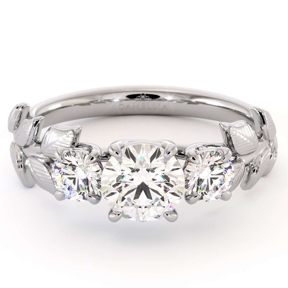 Moissanite Three Stone Engagement Ring Moissanite Three Stone Ring Leaves Ring Leaf Ring For Women 2 Moissanite Three Stone Engagement Ring Moissanite Three Stone Ring Leaves Ring Leaf Ring For Women