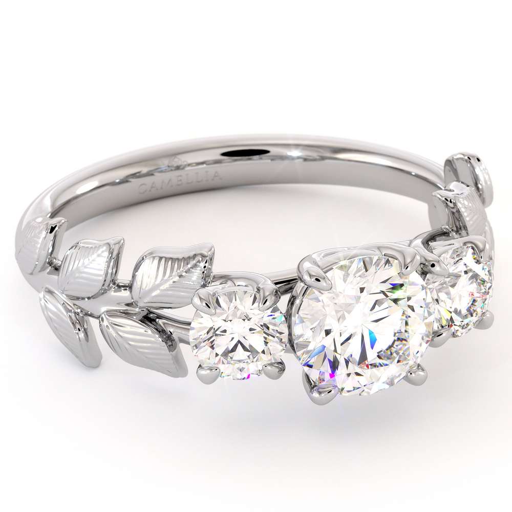Moissanite Three Stone Engagement Ring Moissanite Three Stone Ring Leaves Ring Leaf Ring For Women 1 Moissanite Three Stone Engagement Ring Moissanite Three Stone Ring Leaves Ring Leaf Ring For Women