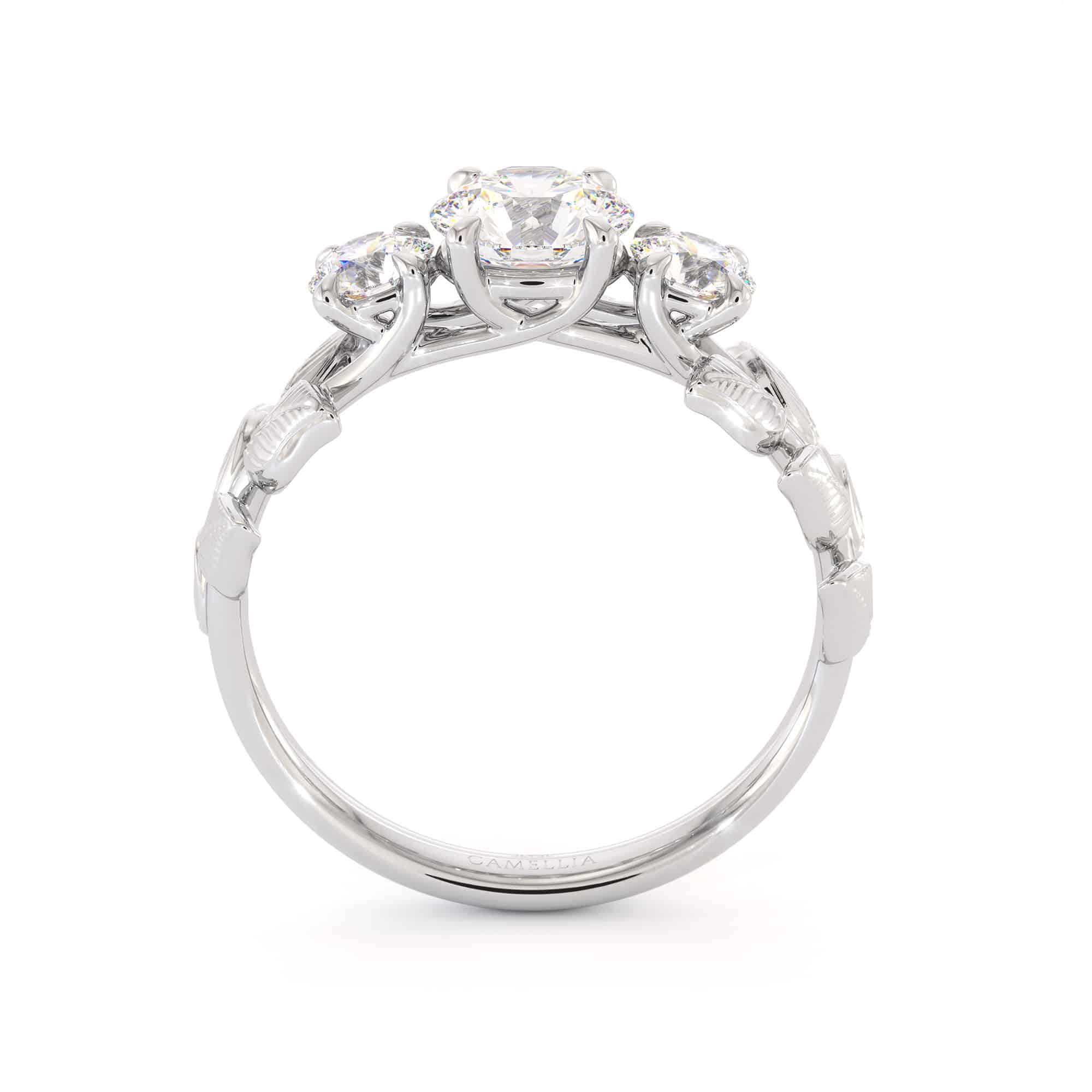 Moissanite Three Stone Engagement Ring Moissanite Three Stone Ring Leaves Ring Leaf Ring For Women 5 Moissanite Three Stone Engagement Ring Moissanite Three Stone Ring Leaves Ring Leaf Ring For Women