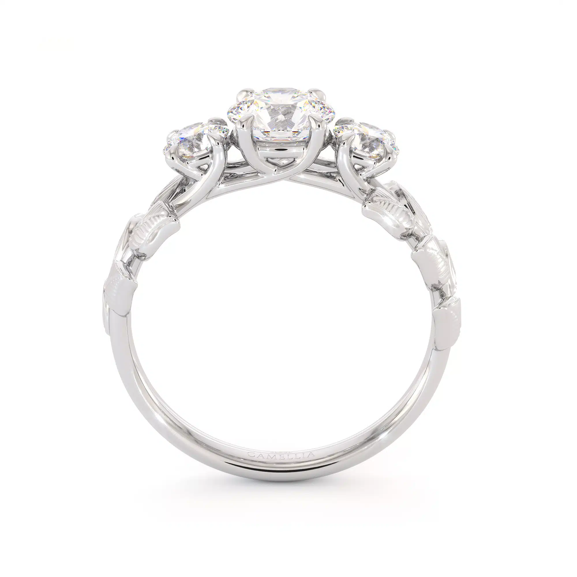Moissanite Three Stone Engagement Ring Moissanite Three Stone Ring Leaves Ring Leaf Ring For Women