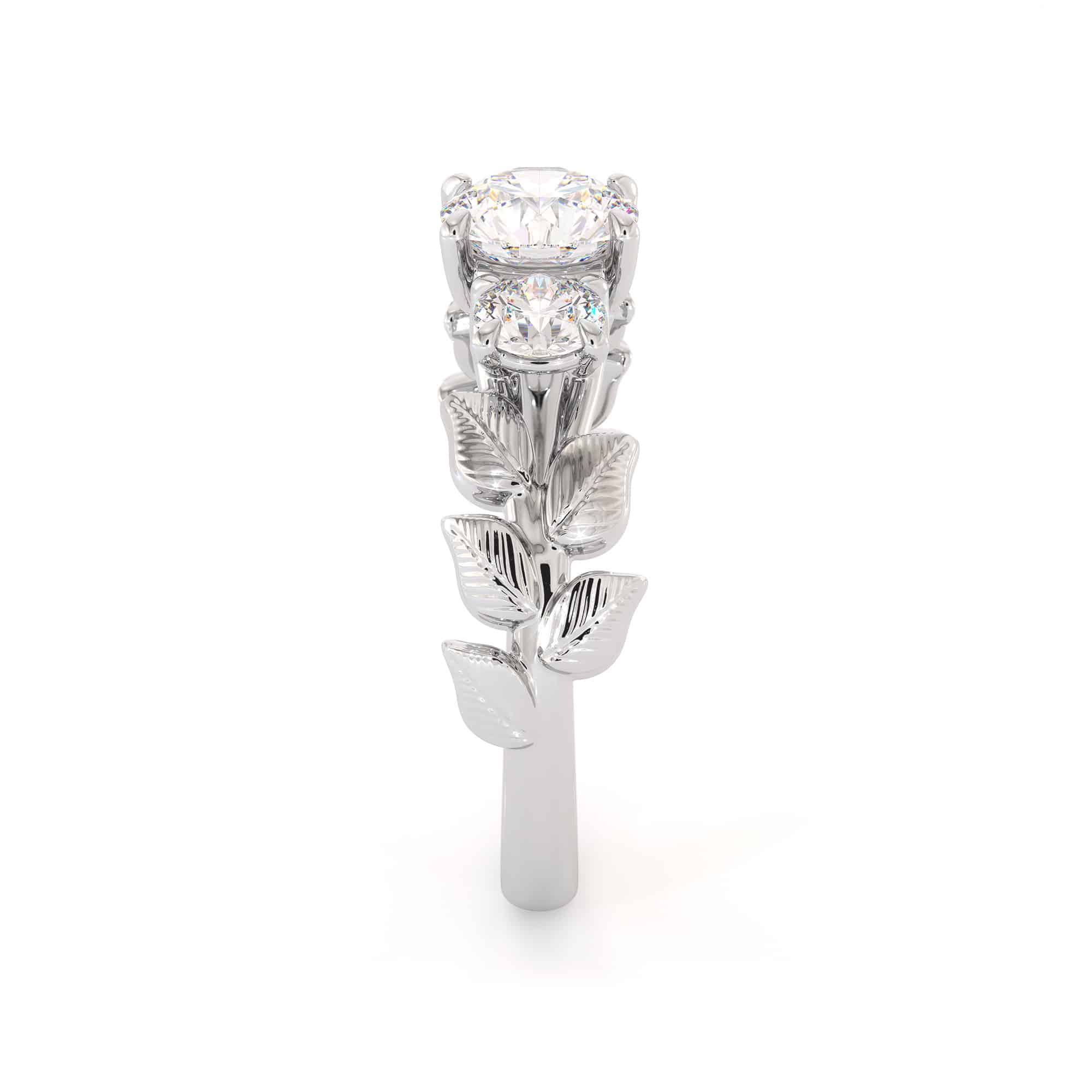 Moissanite Three Stone Engagement Ring Moissanite Three Stone Ring Leaves Ring Leaf Ring For Women 6 Moissanite Three Stone Engagement Ring Moissanite Three Stone Ring Leaves Ring Leaf Ring For Women