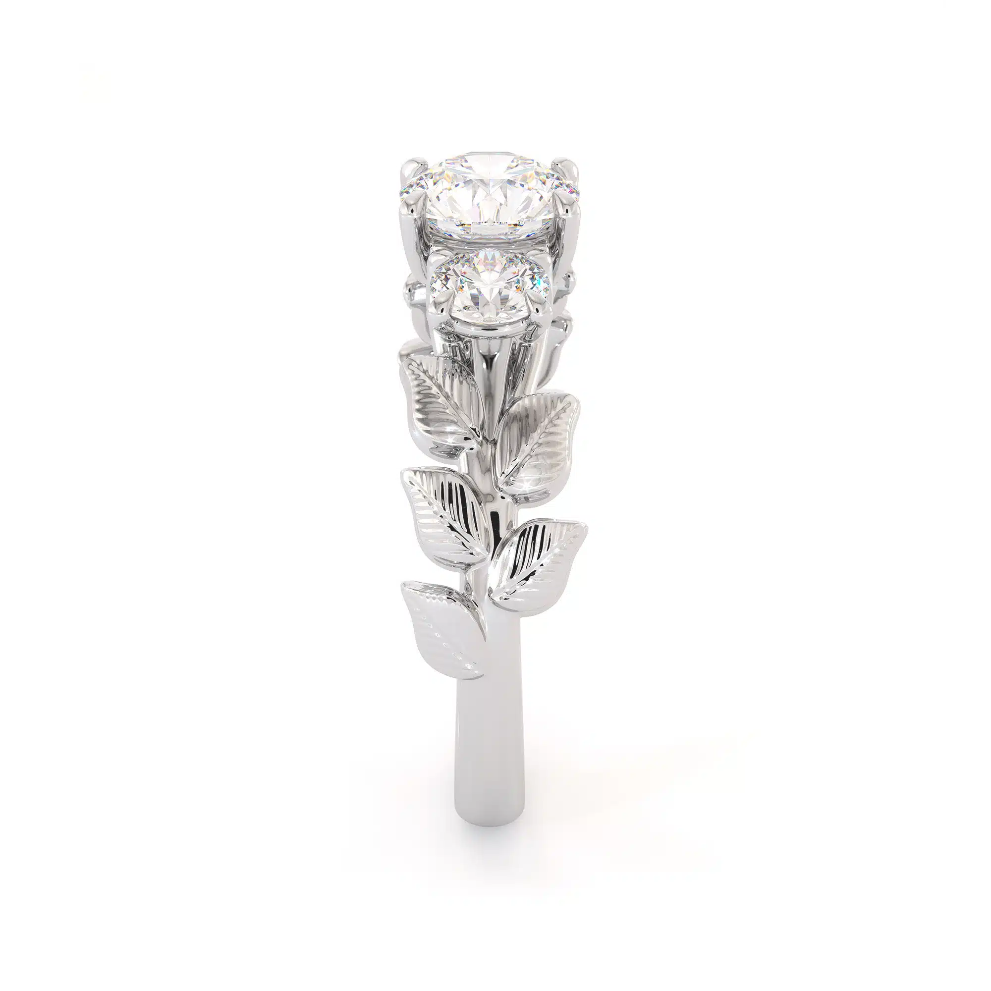 Moissanite Three Stone Engagement Ring Moissanite Three Stone Ring Leaves Ring Leaf Ring For Women