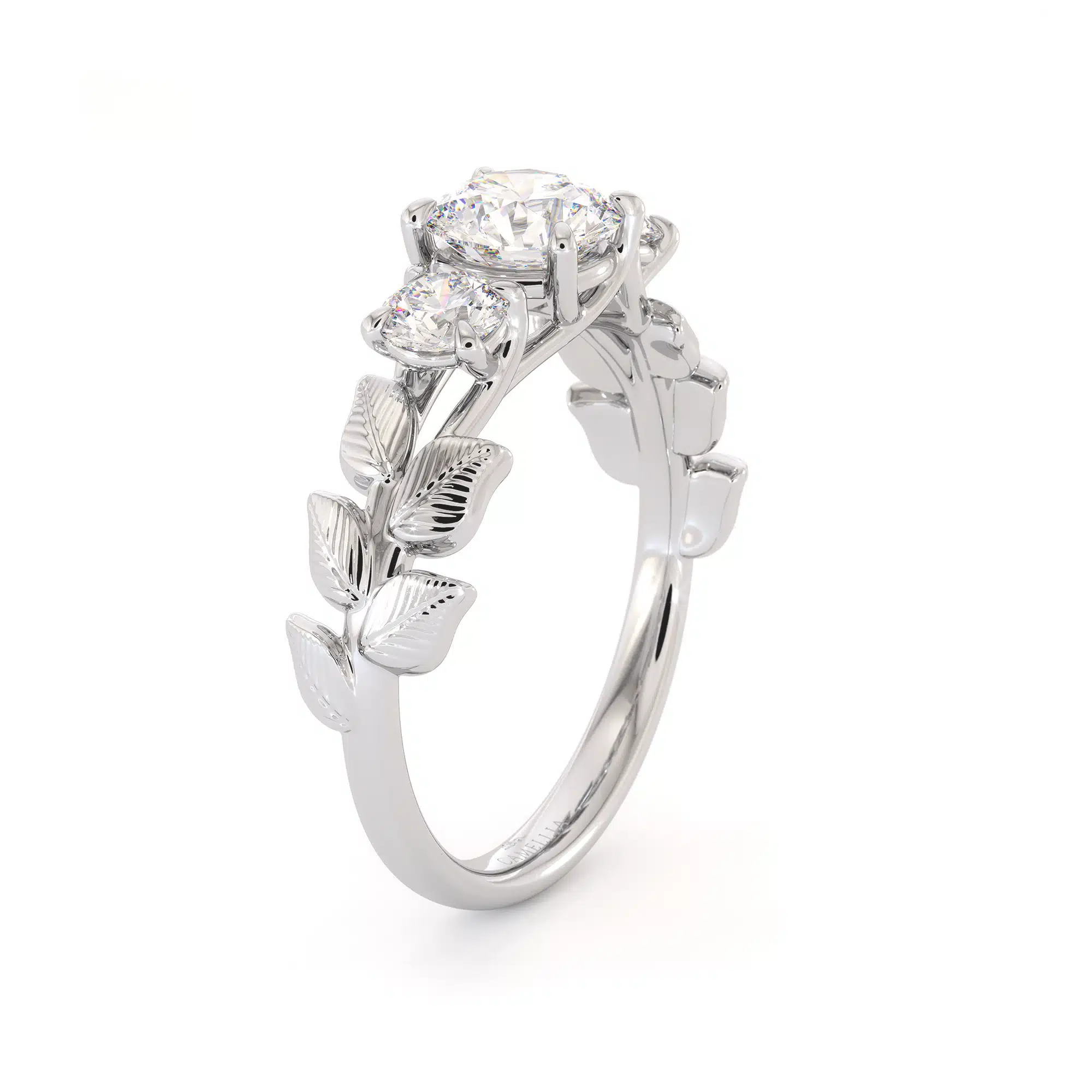Moissanite Three Stone Engagement Ring Moissanite Three Stone Ring Leaves Ring Leaf Ring For Women