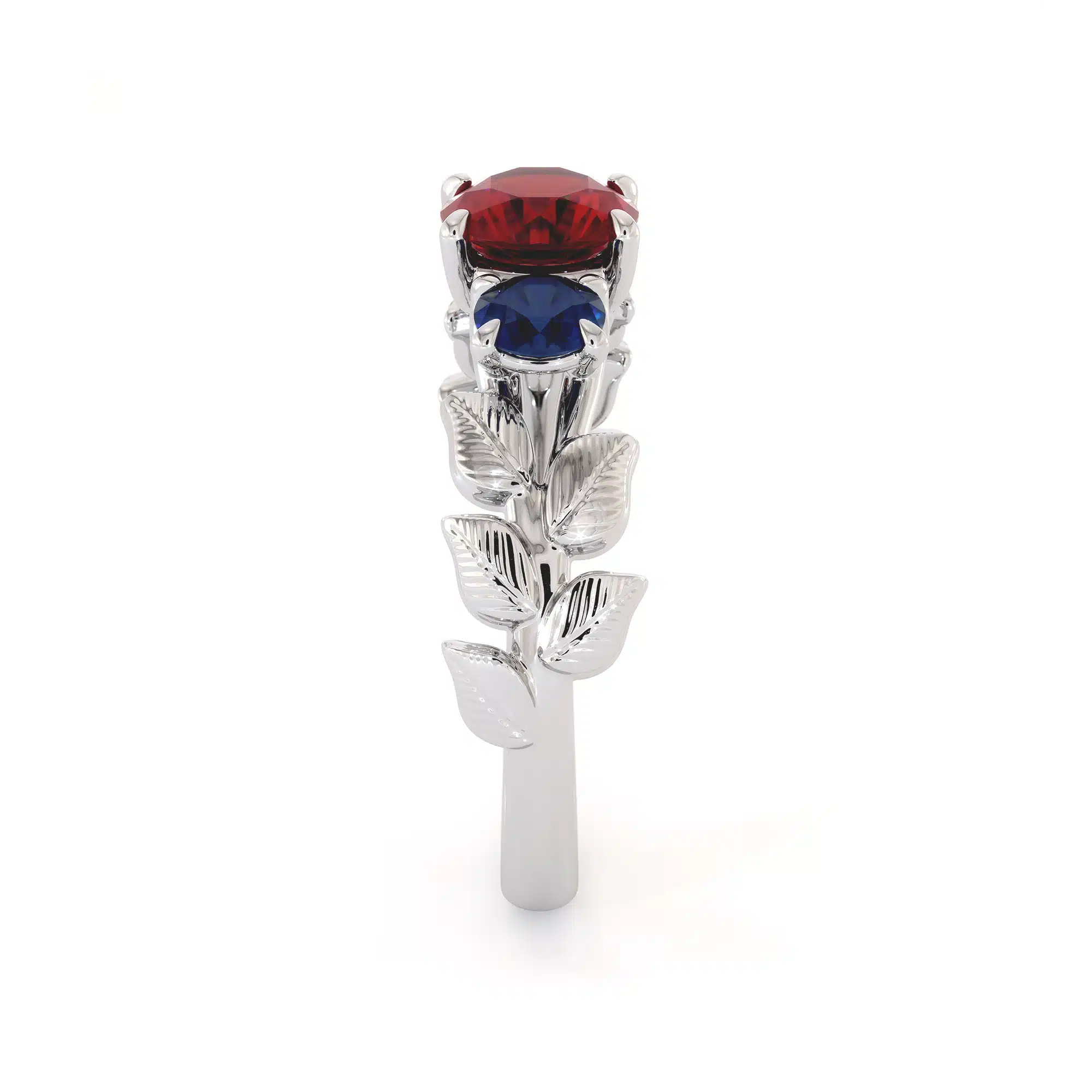 Unique Three Gemstone Engagement Ring Ruby & Sapphires Three Stone Ring Unique Gemstones Anniversary Gift